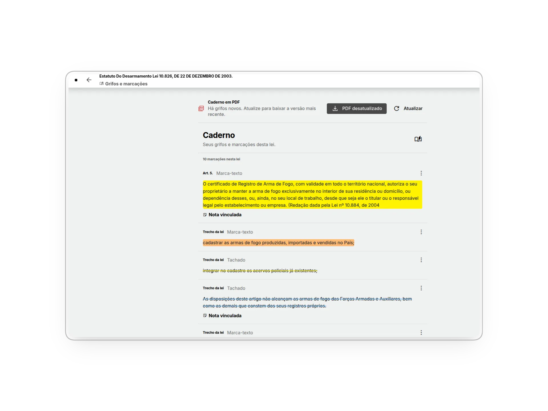 Caderno de estudos da legislação
